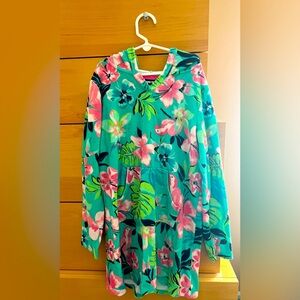 Adorable Lands End Girls terry cotton cover up size Large tropical design
